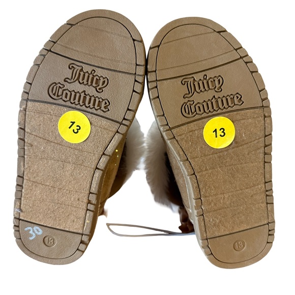 Juicy Couture NWT Size 13 Cozy Tan Girls Brown Faux Suede Boots with Bow (SH028) - Picture 10 of 10